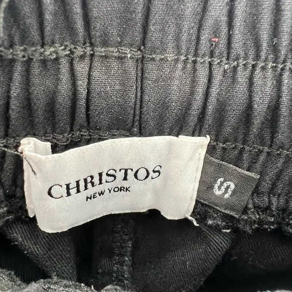 Christos New York Jesus Print Cargo Drawstring Black Jogger Trouser Pants
